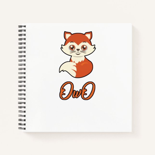 Cuaderno OwO Cute Fox Funny Furry Fandom Fursuiter Regalo (Anverso)