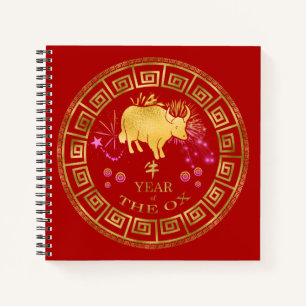 Cuaderno Ox Rojo/Oro Zodiaco Chino ID542
