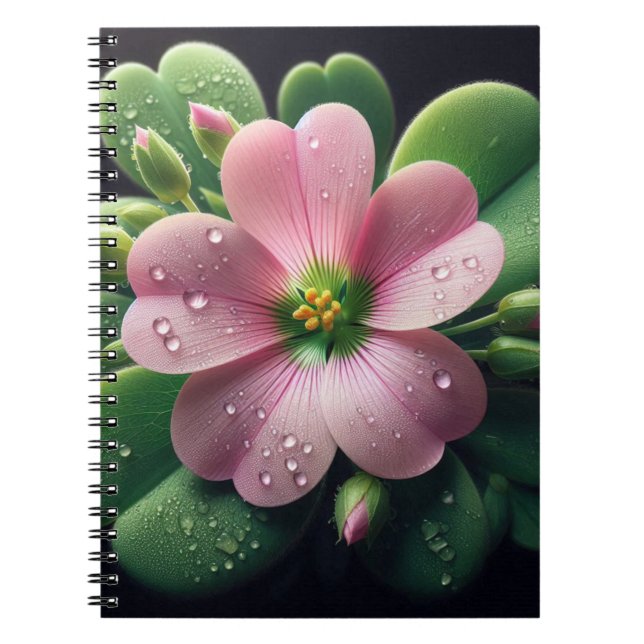 Cuaderno Oxalis verde y rosa floral (Frente)