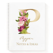 P Letra Gold Monograma Blanco Rosa Magenta Florenc