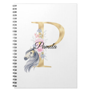 Cuaderno P letra monograma de nombre personalizado con caba