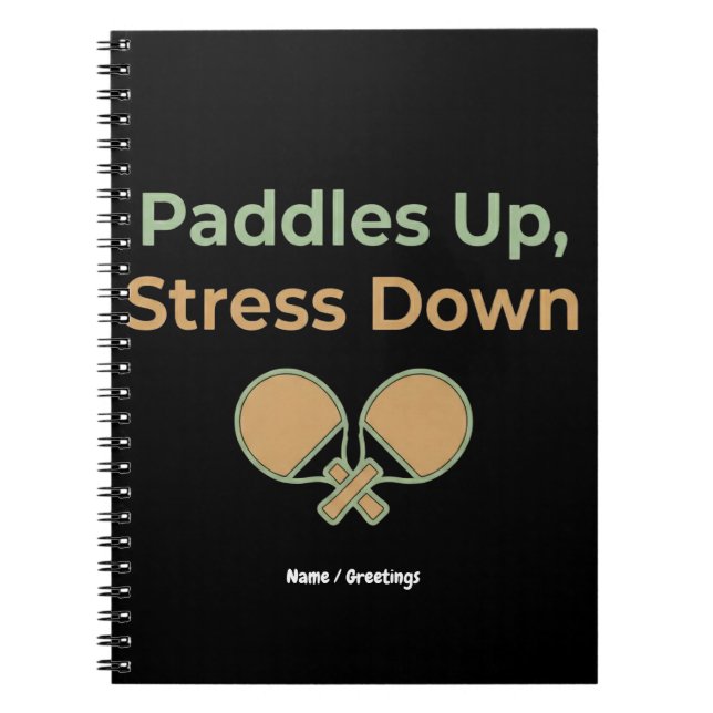 Cuaderno  Paddles Up Stress Down Retro Sport Aesthetic (Frente)