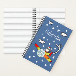 Cuaderno Padre personalizado avión navideño Santa Claus