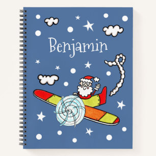 Cuaderno Padre personalizado avión navideño Santa Claus