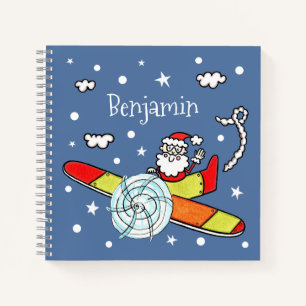 Cuaderno Padre personalizado avión navideño Santa Claus