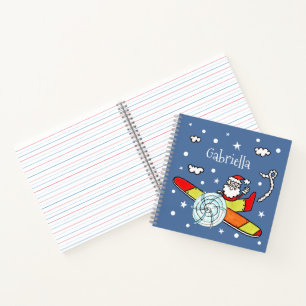 Cuaderno Padre personalizado avión navideño Santa Claus
