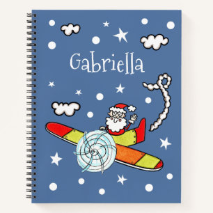 Cuaderno Padre personalizado avión navideño Santa Claus