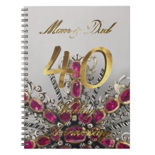 Cuaderno Padres 40 Aniversario del Boda Ruby Boda