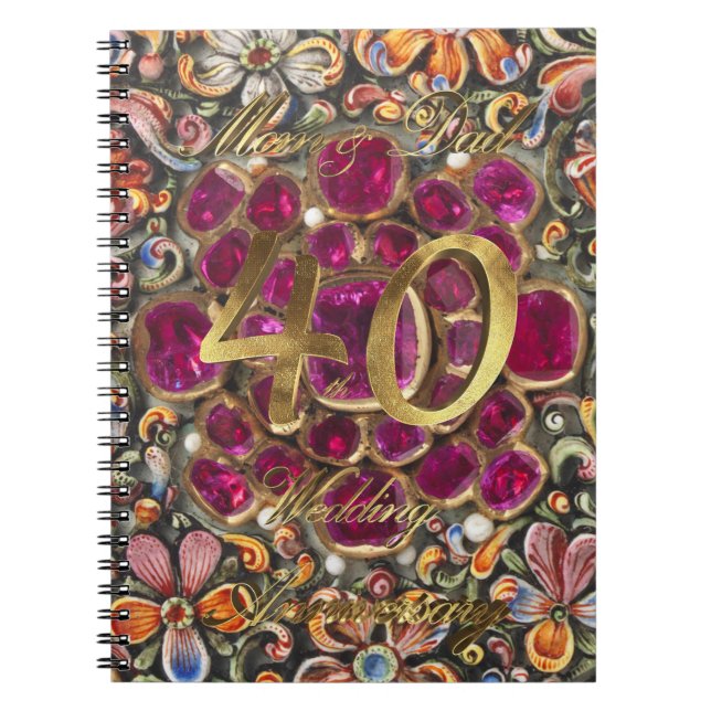 Cuaderno Padres 40 Aniversario del Boda Ruby Boda (Frente)