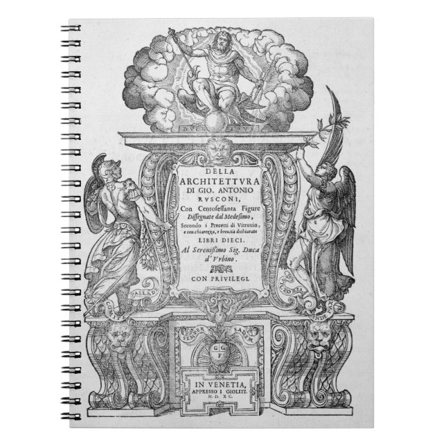 Cuaderno Página de título de "Della Architettura", (Frente)
