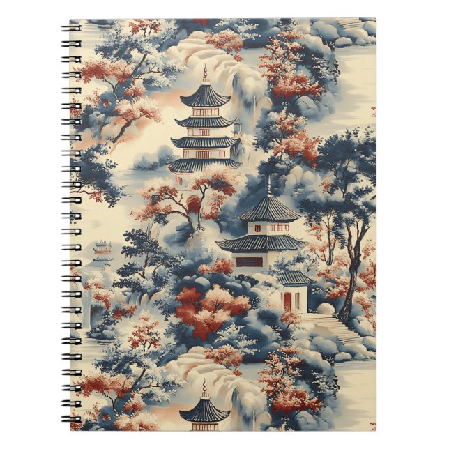 Cuaderno Pagodas Serene en un paisaje montañoso (Frente)