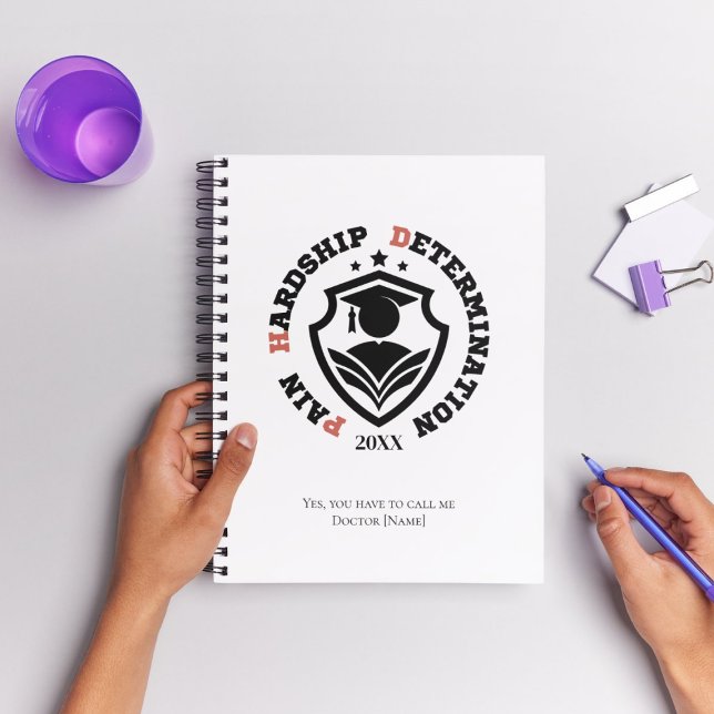 Cuaderno Pain, Hardship, Determination – Funny PhD Quote (Subido por el creador)