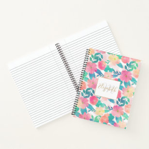 Cuaderno Paint Blue Hand Paint Floral Girly Design