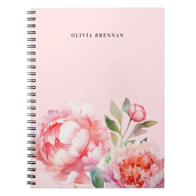 Cuaderno Painterly Peonies Diseño de Rubor floral refinado (Frente)