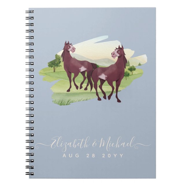 Cuaderno País con temática de caballos Boda Rústico Occiden (Frente)
