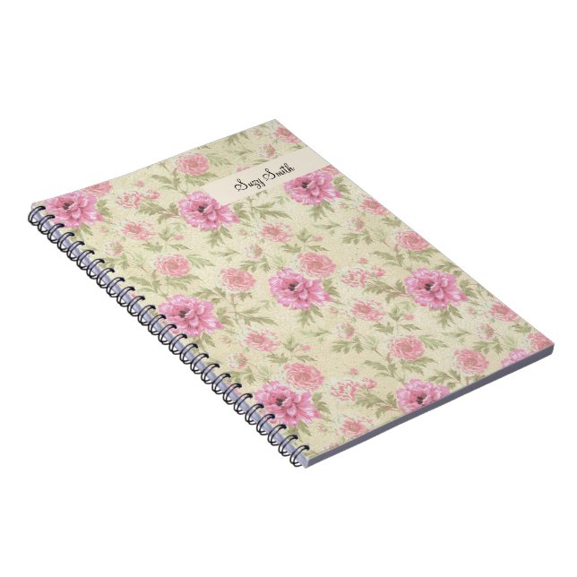 Cuaderno País Rosa del Patrón Floral de Flor Silvestre Boho (Lado Derecho)