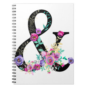 Cuaderno País rústico elegante del signo "&" moderno floral