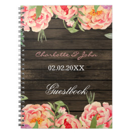 Cuaderno País Rústico Peony Barn Wood Boda