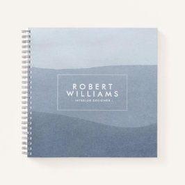 Cuaderno Paisaje abstracto moderno y tranquilo de color azu