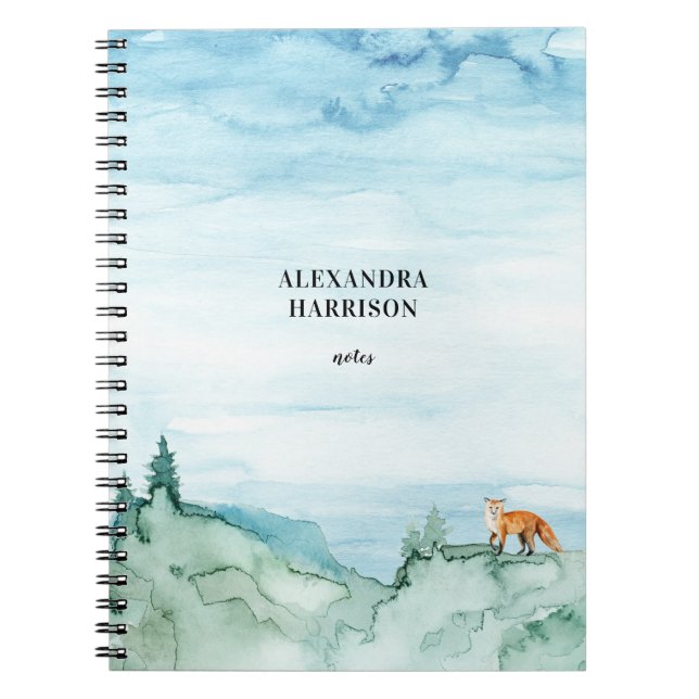 Cuaderno Paisaje acuarela Cuato Fox Woodland Nature Blue (Frente)