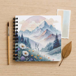 Cuaderno Paisaje alpino acuático con flores silvestres