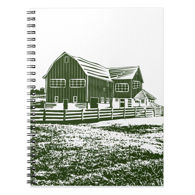 Cuaderno Paisaje campestre estilo madera casa de campo (Frente)
