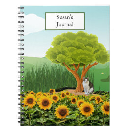 Cuaderno Paisaje con girasoles / Añadir tu nombre diario