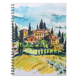 Cuaderno Paisaje con los árboles de la ciudad y de ciprés