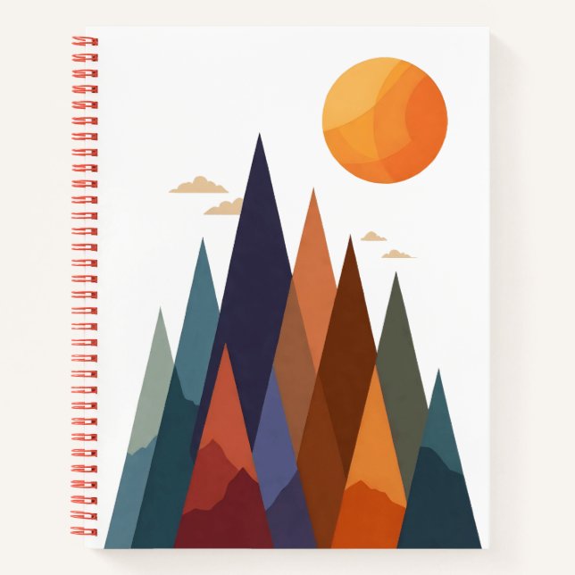 Cuaderno Paisaje con montañas y sol (Anverso)