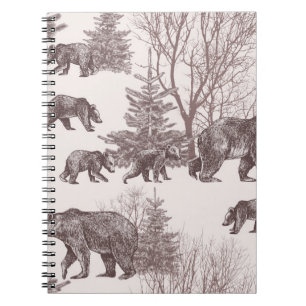 Cuaderno Paisaje con osos, costillas, árboles de invierno y