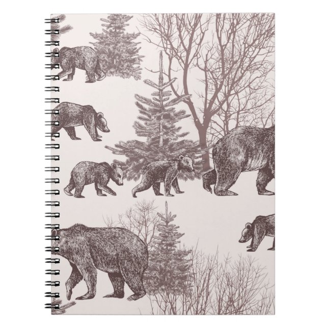 Cuaderno Paisaje con osos, costillas, árboles de invierno y (Frente)