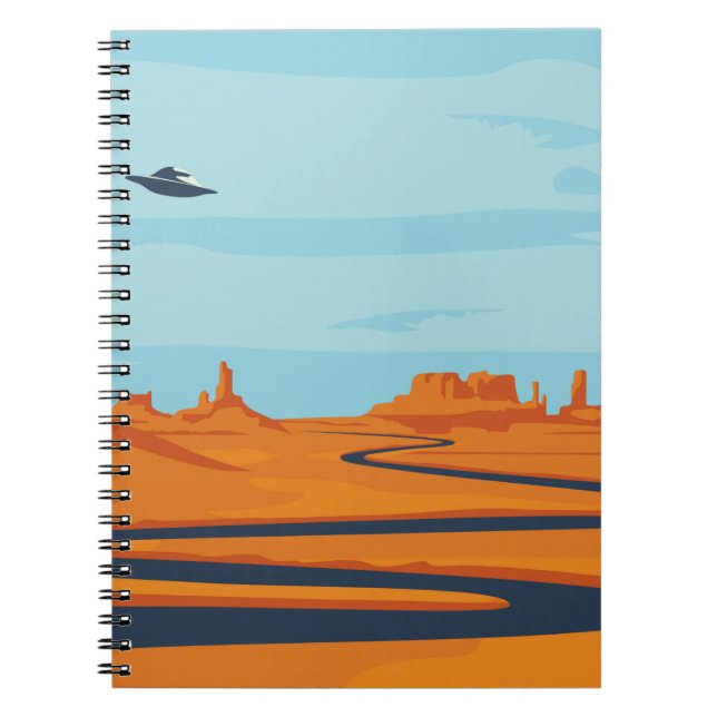 Cuaderno paisaje con valle desierto, montañas, w oscuro (Frente)