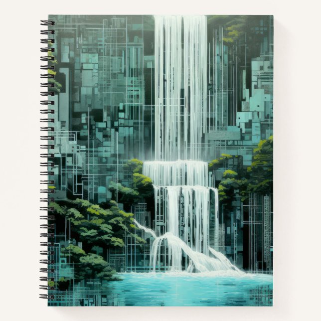 Cuaderno Paisaje de cascada Art Decó Paint (Anverso)