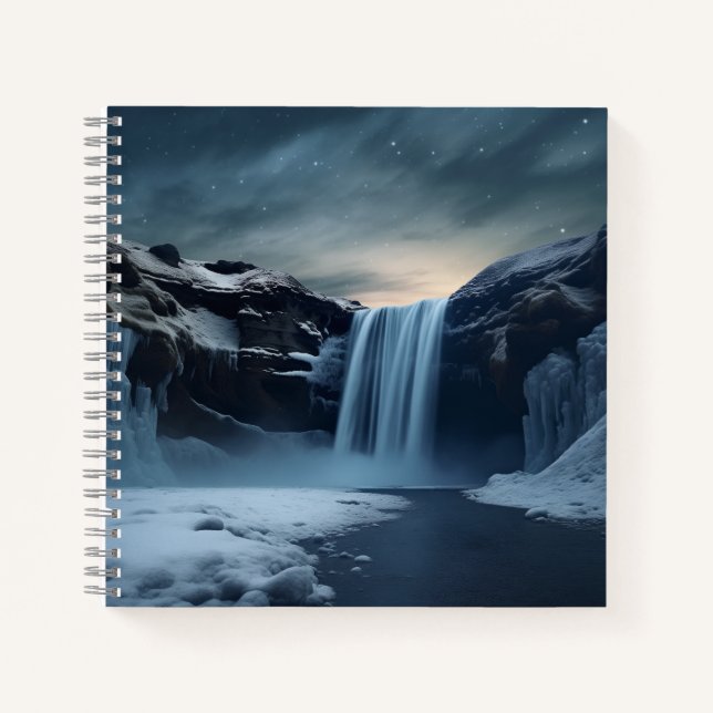Cuaderno paisaje de cascada en Islandia (Anverso)