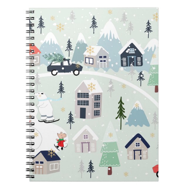 Cuaderno Paisaje de invierno de oso polar, antecedentes de  (Frente)