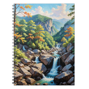 Cuaderno Paisaje de la cascada de Serene Mountain