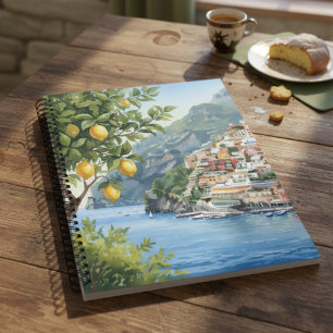 Cuaderno Paisaje de la costa de Amalfi en acuarela con limo
