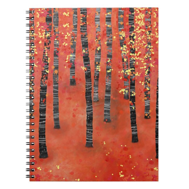 Cuaderno Paisaje de los bosques de árboles de Birch (Frente)