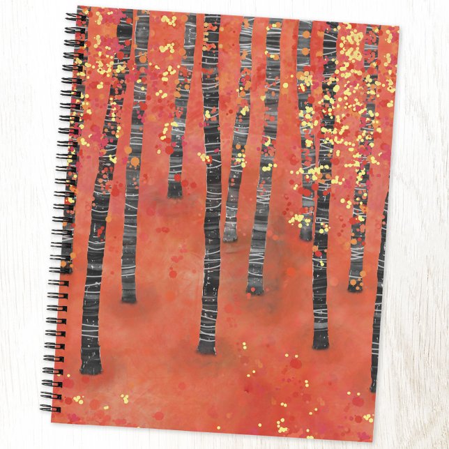Cuaderno Paisaje de los bosques de árboles de Birch (Birch aspen tree forest woodland contemporary art notebook with choice of cover, size and interior)