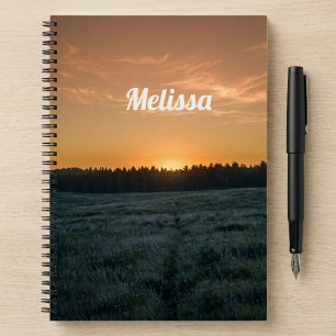 Cuaderno Paisaje de Puesta de Sol Nombre Personalizado