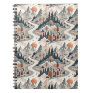 Cuaderno Paisaje de río montañoso Arte de patrón abstracto