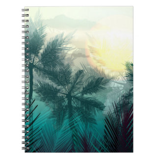 Cuaderno Paisaje de selva tropical con palmeras y hojas