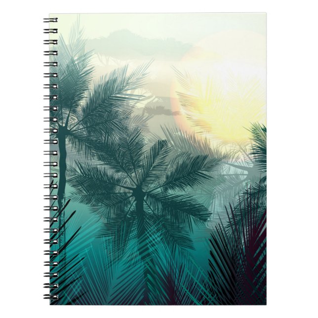 Cuaderno Paisaje de selva tropical con palmeras y hojas (Frente)