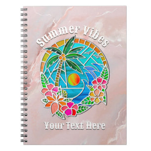 Cuaderno Paisaje de verano de las palmeras acuáticas y oceá