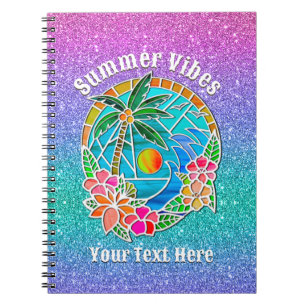 Cuaderno Paisaje de verano de las palmeras acuáticas y oceá