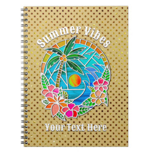 Cuaderno Paisaje de verano de las palmeras acuáticas y oceá