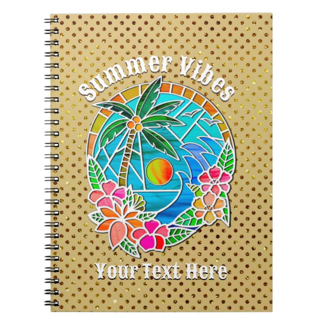 Cuaderno Paisaje de verano de las palmeras acuáticas y oceá (Frente)