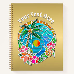 Cuaderno Paisaje de verano de las palmeras acuáticas y oceá