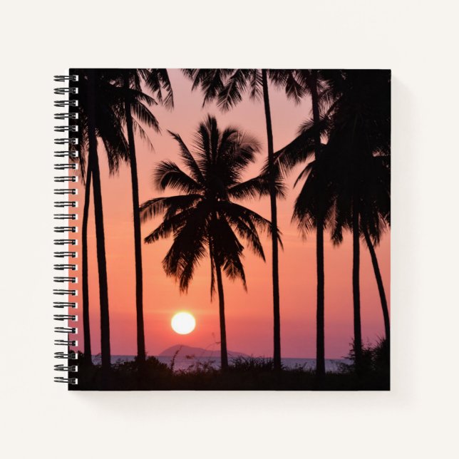 Cuaderno Paisaje del árbol de palmas de coco (Anverso)