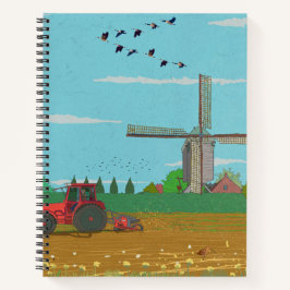 Cuaderno Paisaje del campo del molino de viento holandés